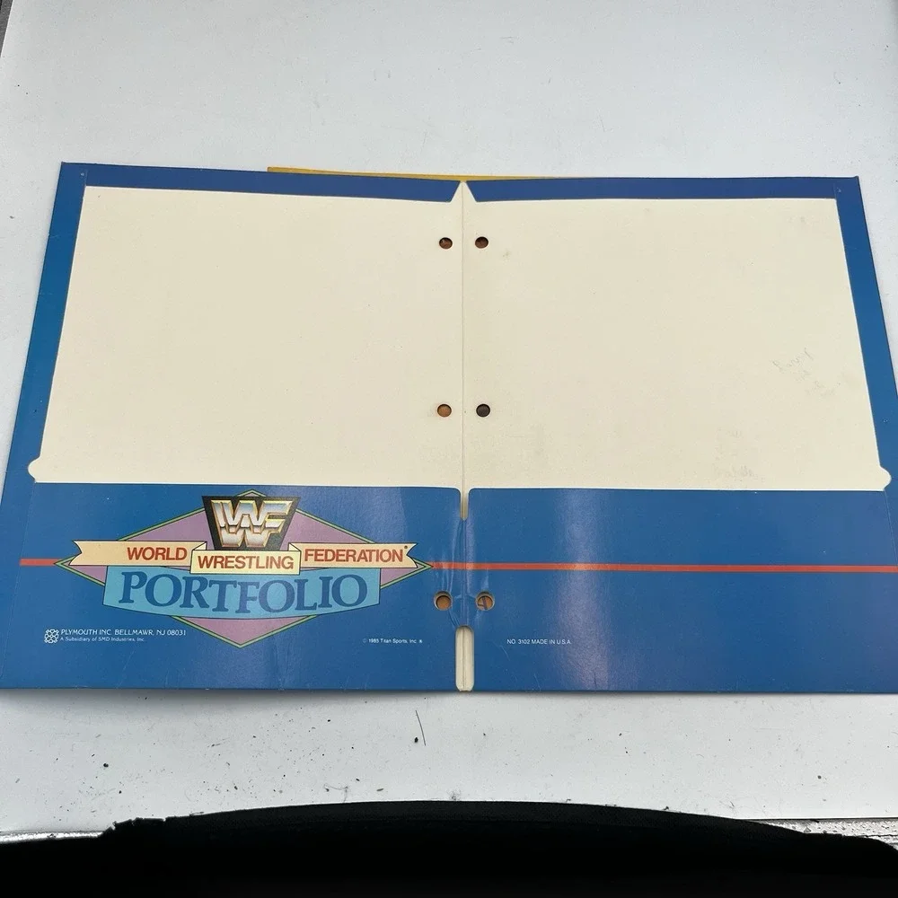 Pair of Hulk Hogan WWF School Folders Yellow and Blue Good Condition